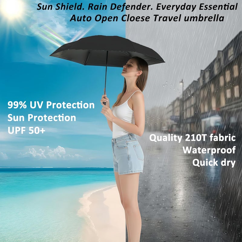 BAODINI Small UV Protection Travel Umbrella Compact for Rain and Sun UPF 50+ Windproof Portable 42 inch Umbrella for Women and Men - Image 2